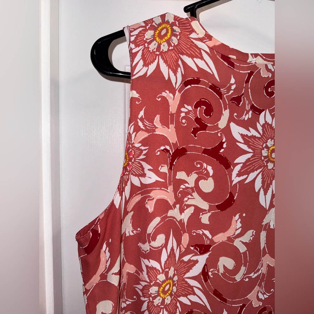 LOFT Floral Sleeveless Ruffle Blouse, Size Large - Picture 14 of 14
